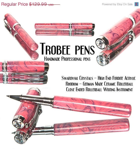 20% ALL PENS On SALE Now Very Cool Rollerball Pen This is a collector grade rollerball pen that was handcrafted.  Rhodium with Swarovski cr