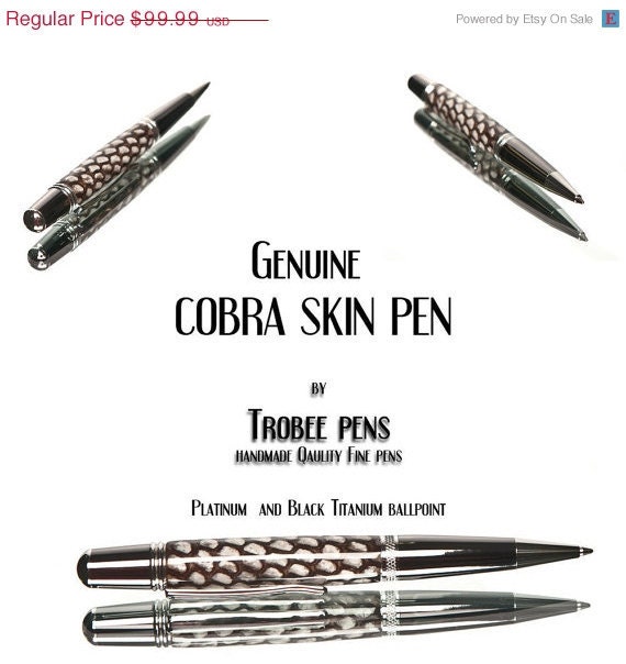 20% ALL PENS On SALE Now Top of the Line Cobra Skin Ballpoint Pen Handmade Cobra snake ballpoint pen Writing pen at its best