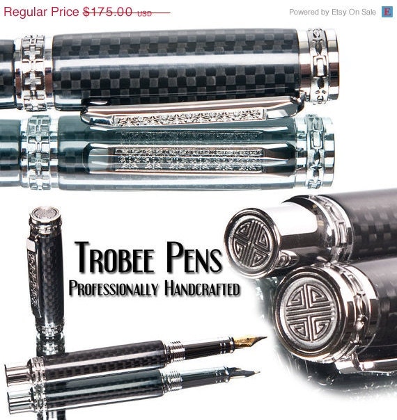 20% ALL PENS On SALE Now Custom Pen Very High Quality Carbon fiber, rhodium and black titanium Aston leather case included