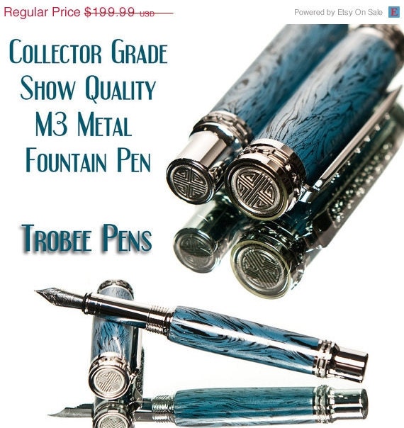 20% ALL PENS On SALE Now Blue Cobalt M3 Metal Composite Fountain Pen Mokume fine writing instrument Collector grade fountain pen with aweso