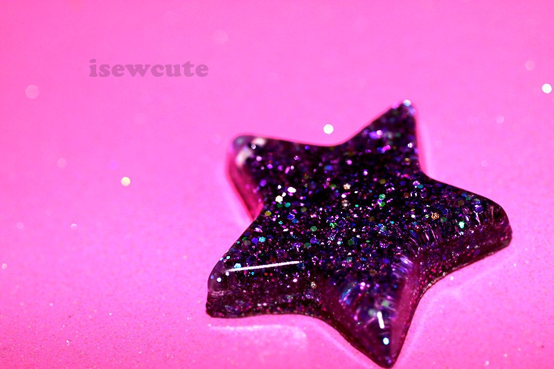 Purple Star Necklace Glitter Galaxy Quest Resin Jewelry Chain Included  ...by isewcute