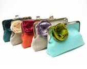 Clutch, Wedding Clutch - Linen Clutch with Silk Flower - Choose Your Colors (MADE TO ORDER)