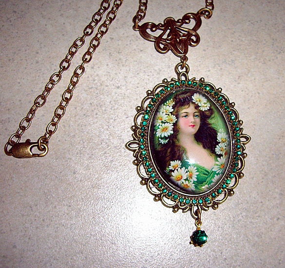 Daisy Asti Lady In A Bubble Cameo Pendant Necklace NEW OOAK By Caroline Erbsland