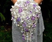 Deposit on lavender cascading jeweled bouquet -- made to order wedding bouquet