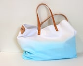 CANVAS TOTE BAG...Aquamarine (with leather strap)....medium size (featured on Etsy front page) - cocosheaven CANVAS TOTE BAG...Aquamarine (with leather strap)....medium size (featured on Etsy front page) - cocosheaven