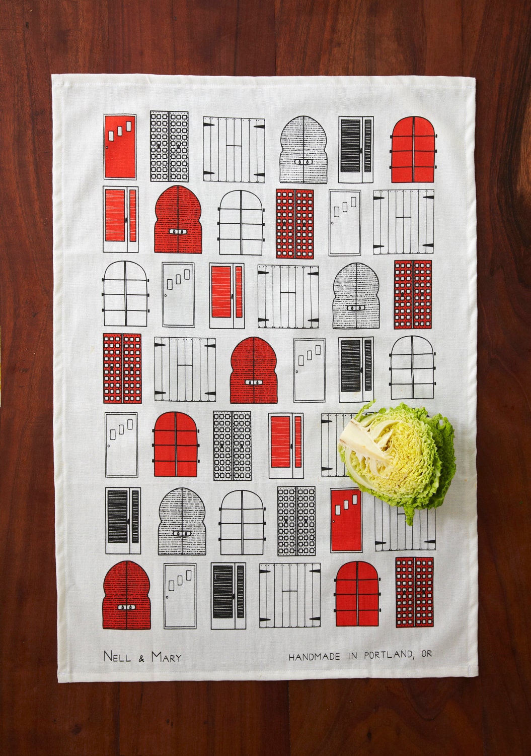 Doors Tea Towel - Tomato