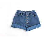 vintage 90s medium wash SUMMER VIBES button fly denim jean shorts