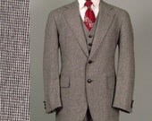 RESERVED Vintage Mens Suit 1970s Hart Schaffner & Marx ESCADRILLE SUIT Black White Houndstooth Wool Vintage Mens Suit 43 - 44 L