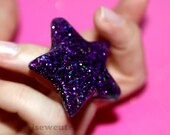Purple Star Ring Glitter Galaxy Quest Resin Jewelry Adjustable Size  ...by isewcute