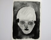 pandaesque II - original portrait of a girl - gouache painting