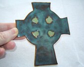 Ceramic Celtic Cross in Teal Blue with Turquoise Accents