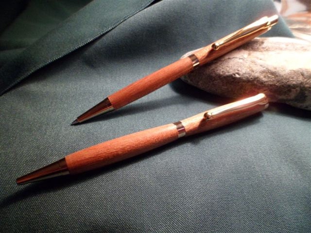 Handcrafted sapele wood pen and pencil
