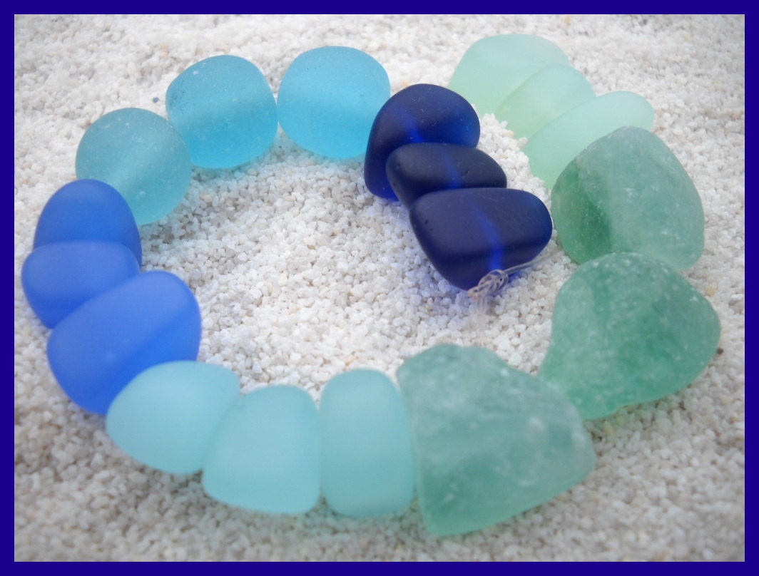 Beach Glass Style Beads  - Machine Tumbled - Center Drilled - Sea Glass Like Beads