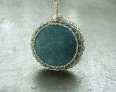 Angelite Necklace Sterling Silver Wire Crochet Pendant