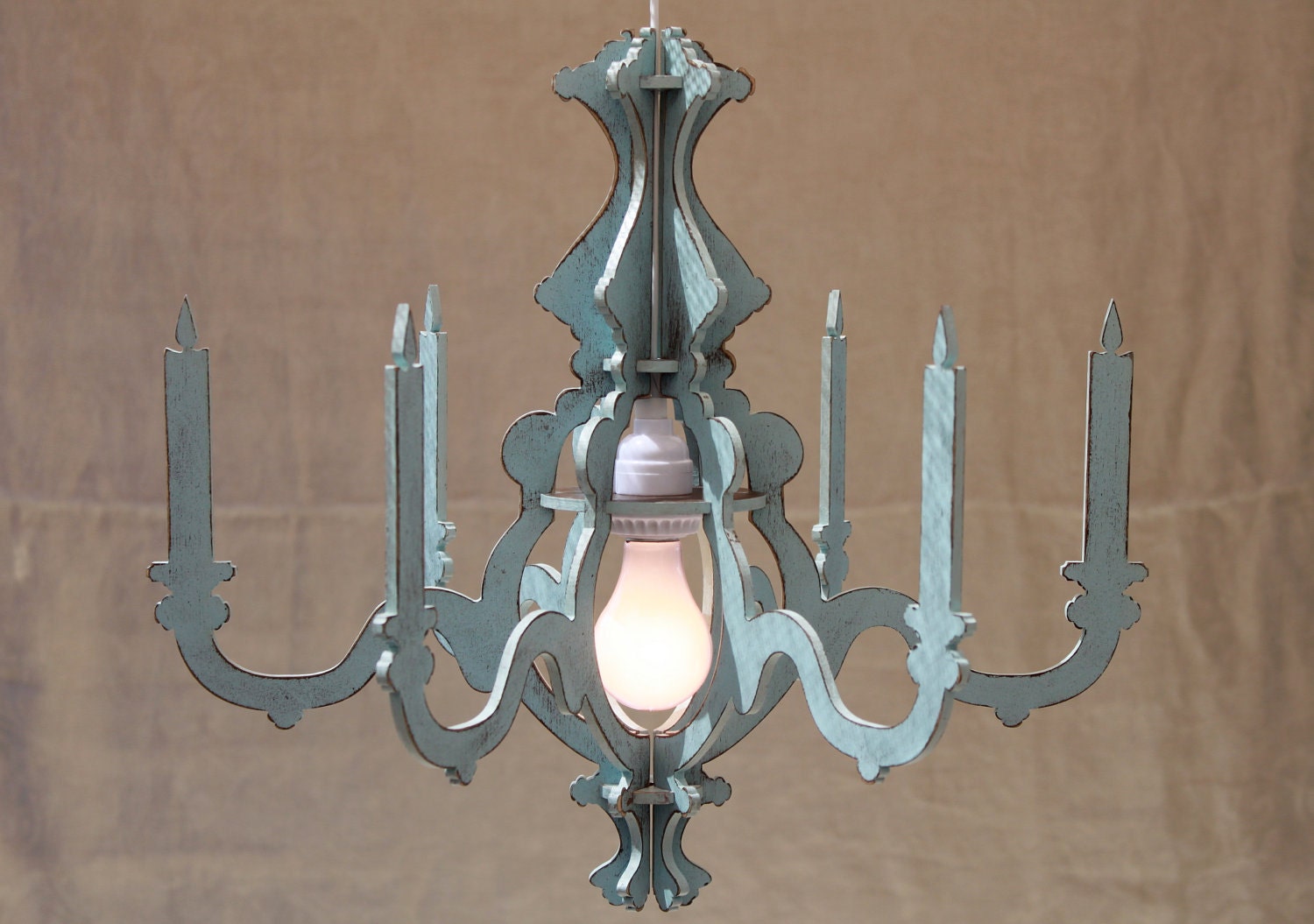 Sandra Chandelier Shabby Chic Something Blue with Light Kit