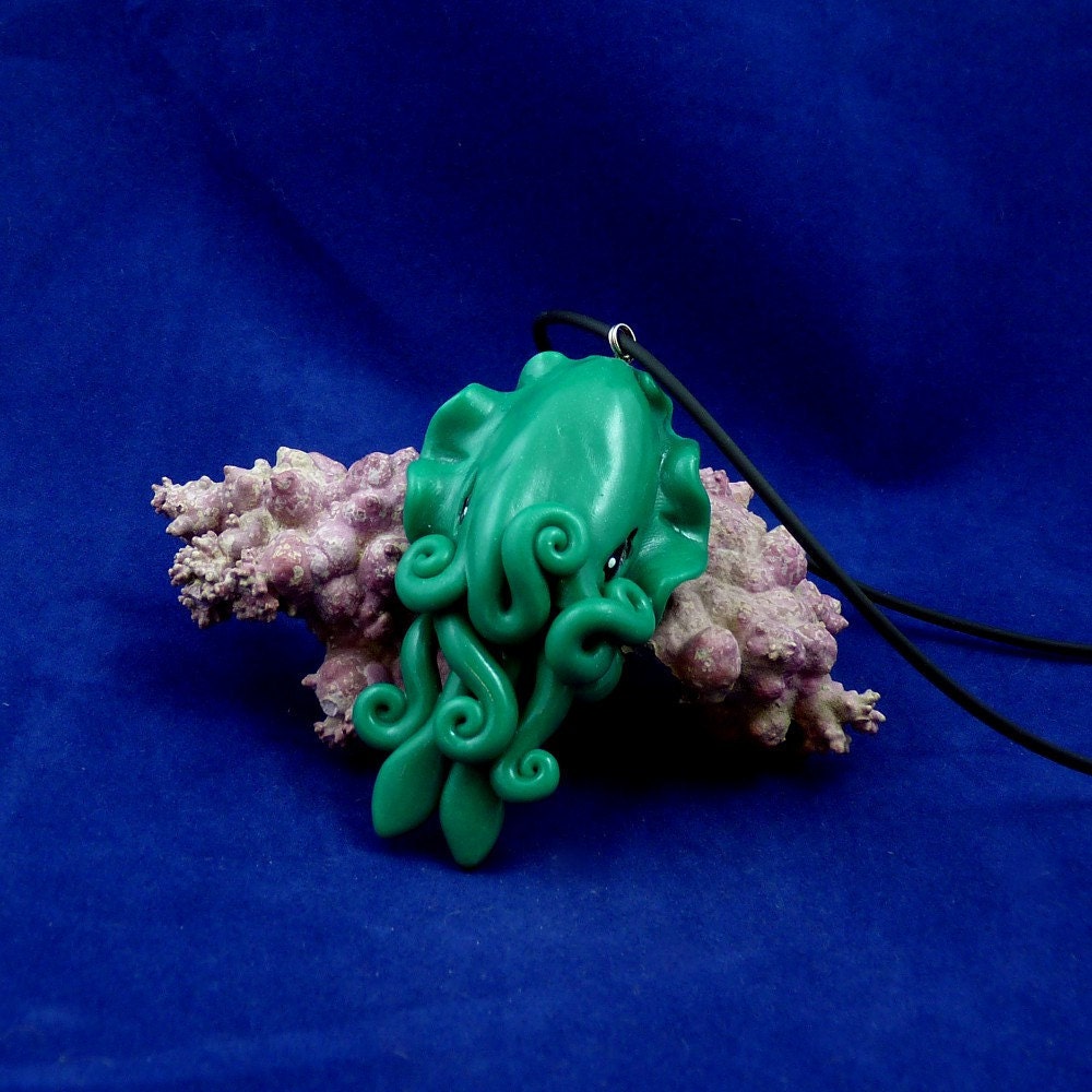 Jade Cuttlefish Necklace - Handmade Polymer Clay Jewelry