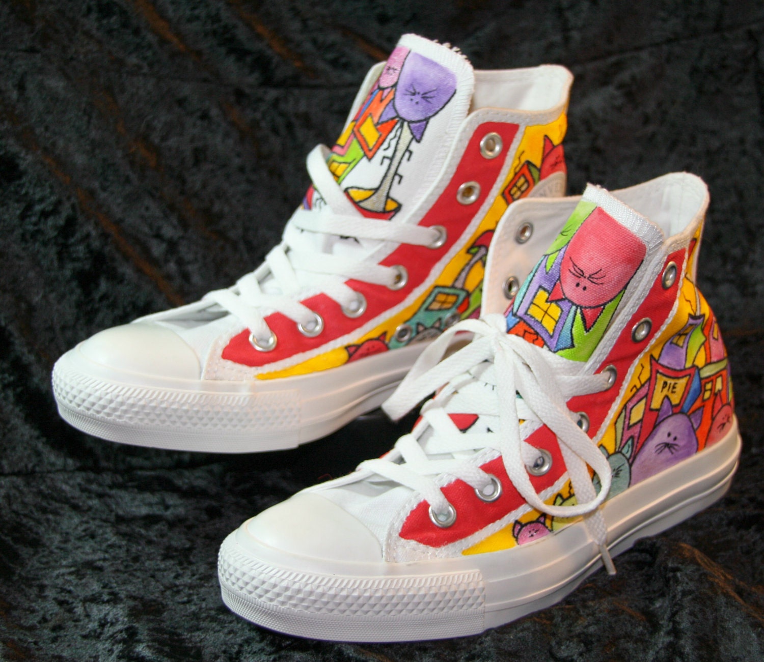 Hand Painted Converse Shoes Women/ Men Cat Design
