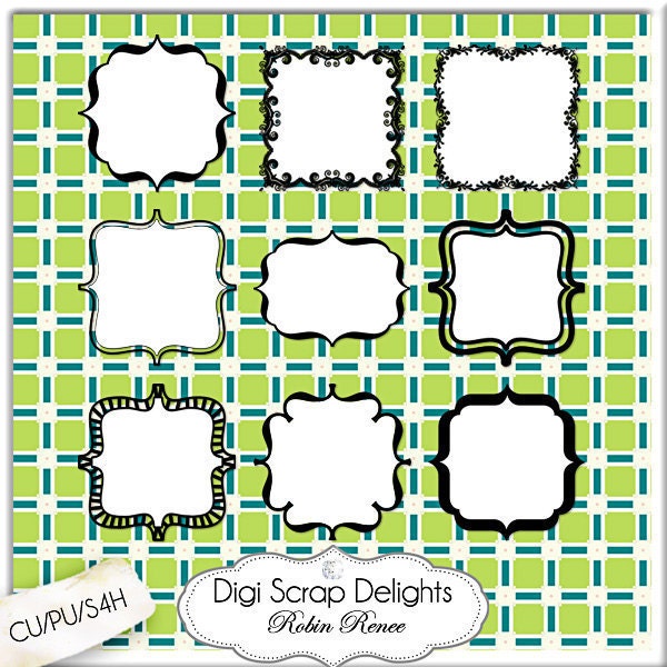 Digital Doodle Frames Set 1 (Clipart for cards, design, photographers, scrapbooking - commercial use)