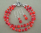 Orange Crystal Bead Bracelet Jewelry Set