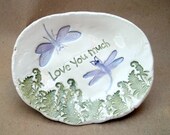 Ceramic Dragonfly Trinket Dish Love you Much