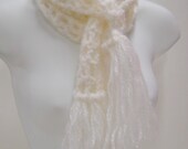 Long Crocheted Scarf in Winter White