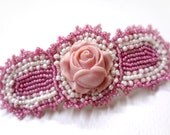 Beautiful Soft Pink Rose Barrette - MegansBeadedDesigns