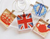 British Wine Charms, Wine Glass Charms, British Charms, England Charms, England Wine Charms