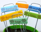 Wedding Gift, Fused Glass Garden Markers, set of 6