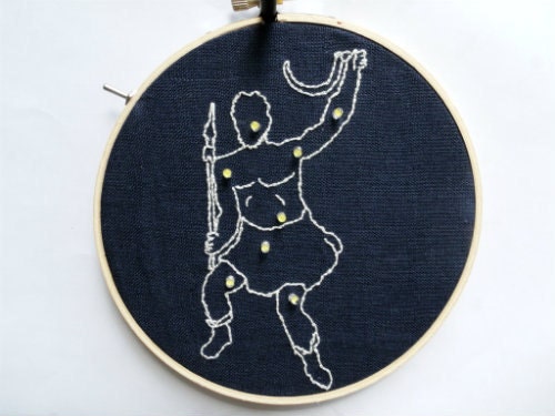 LED Constellation Boötes Hand Embroidered