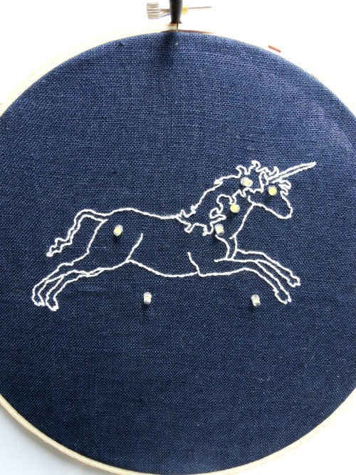 Hand Embroidered LED Unicorn Constellation Monoceros
