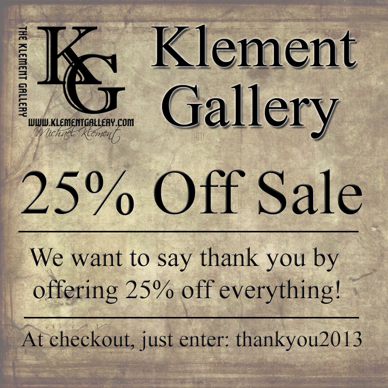 Sale - 25% off Everything in the Gallery