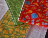 Set of three large cloth diaper burp cloths - jungle theme