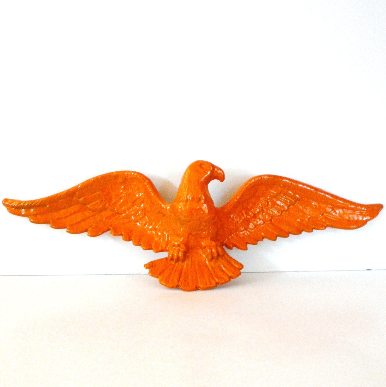 upcycled eagle wall hanging  //  orange, tangerine, bright housewares, americana decor, mod, vintage eagles, bird, nature, garden, colorful - nashpop