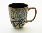 Bike Mug Brown with Teal Starbursts