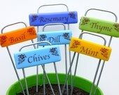 Gardener Gift, Fused Glass Garden Markers, set of 6