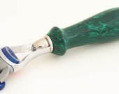 Malachite Tru-Stone Fusion Razor Shaving Handle (Handmade in USA)