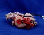 Crimson Nautilus Necklace - Polymer Clay Cephalopod Jewelry