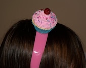 Bubblegum Pink and Aqua Fake Cupcake Headband for Birthdays, Photo Props, Summer fun,
