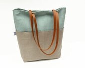 Large Tote Bag: Linen and Canvas with Large Front Pockets (MADE TO ORDER)