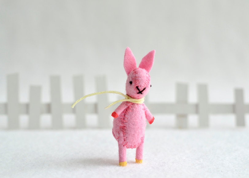 pink miniature felt bunny