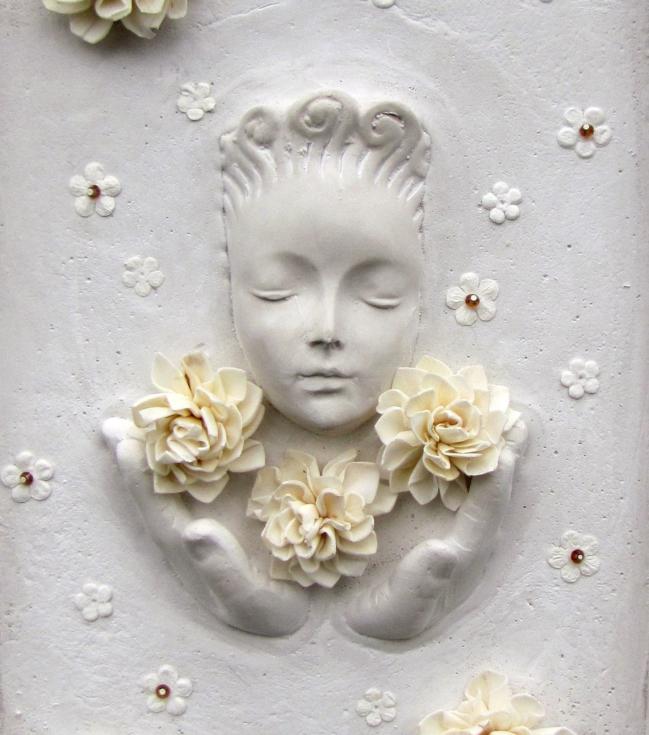 Mixed Media Flower Goddess Shadowbox Collage Assemblage - Studiomoonny