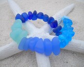 Drilled Beach Glass Style Beads - Center Drilled Sea Glass Style Beads - Mixed Blues