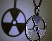 Radioactive Symbol Necklace Trefoil in Solid White Bronze