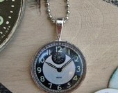 20% off EVERYTHING Mothers Day Necklace STEAMPUNK Black and White Clock image silver bezel glass domes collage ephemera