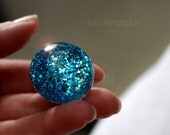 Brilliant Blue Resin Cocktail Ring - Out of this World Giant Sparkly Twinkle Pop Glitter Modern Dome Ring