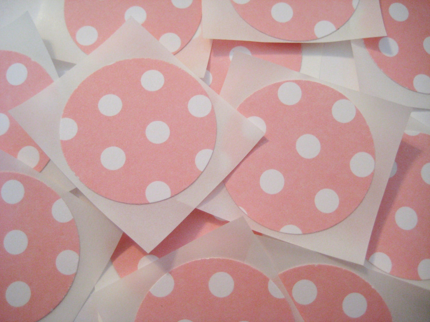 Polka dot stickers, pink and white, 12 count