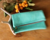Mint Leather Clutch