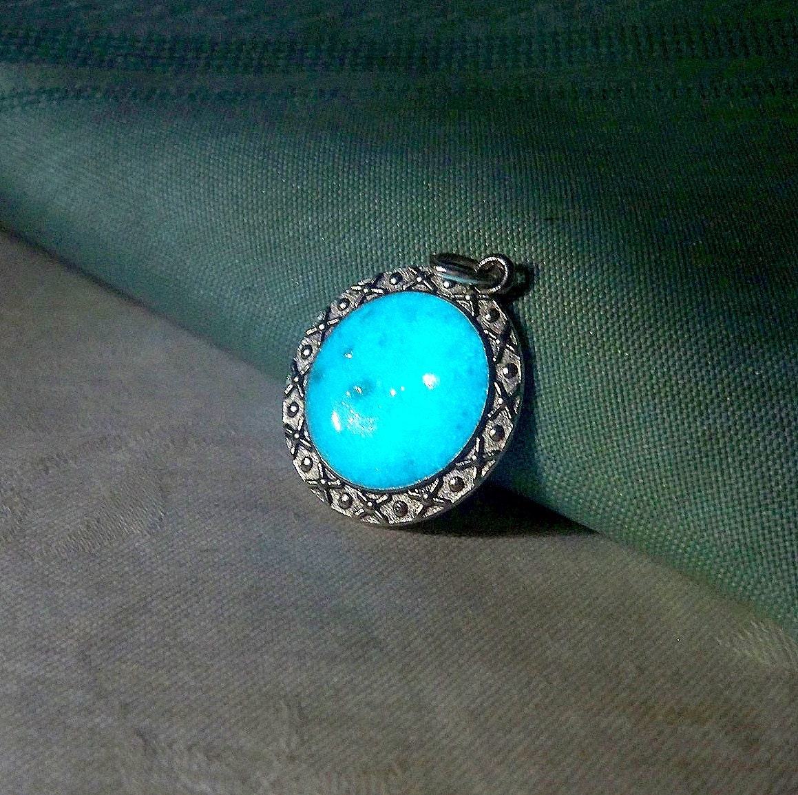 Magic Moon Pool Pendant - Amazingly Bright Glow in the Dark Disc - with Real Gemstones and Ocean Blue Glow