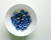 10 Glass Round Gems Iridescent Blue