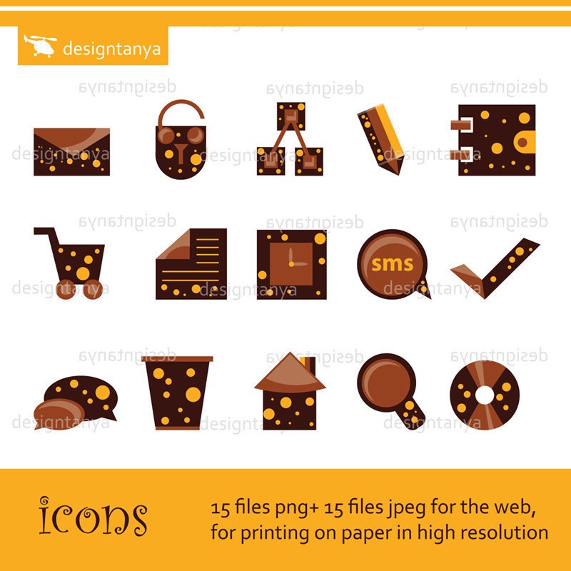 Bright Icons for Website Design, Clipart Clip Art - Commercial and Personal Use